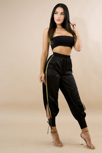 Black Side Slit Jasmine Trousers - Secret Apparel