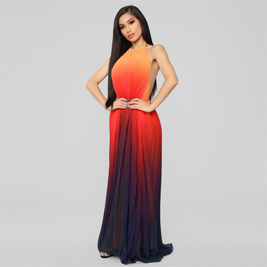 Backless Halter Maxi Dress - Secret Apparel