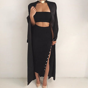 Buttoned-Up Side Slit Skirt - Secret Apparel