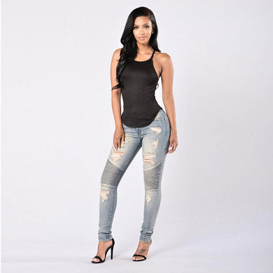 Ripped denim jeans bottom - Secret Apparel