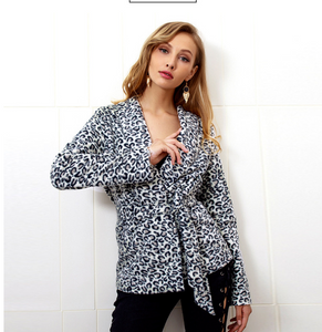 Animal Print Belt Lace Cardigan - Secret Apparel