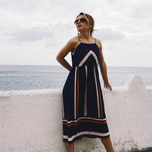 Load image into Gallery viewer, Chiffon Striped Midi Dress - Secret Apparel
