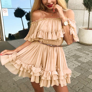 Off Shoulder Ruffled Mini Dress - Secret Apparel