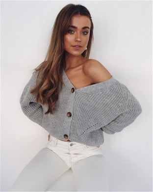 Cardigan Buttoned V-Neck Sweater - Secret Apparel