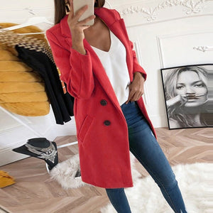 Women Long Buttoned Coat - Secret Apparel