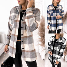 Load image into Gallery viewer, Long-sleeved Single-breasted Plaid  Woollen Jacket Shacket - Secret Apparel
