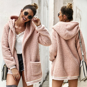 Hooded Thick Plush Coat - Secret Apparel