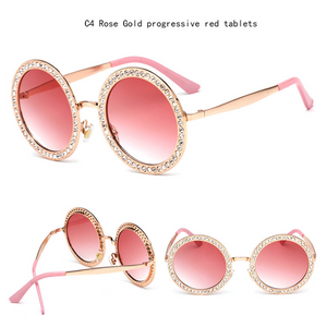 Metal Crystal Studded Sunglasses - Secret Apparel