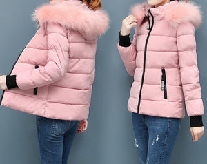 Hooded Fur Collar Padded Jacket - Secret Apparel