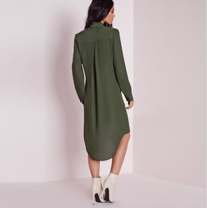 Tie Neck Midi Dress - Secret Apparel