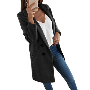 Women Long Buttoned Coat - Secret Apparel