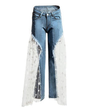 Load image into Gallery viewer, Mesh Wide Jeans Pants - Secret Apparel
