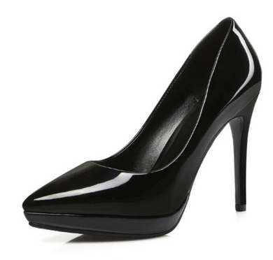 PU Pointed High Heels Court Shoes - Secret Apparel