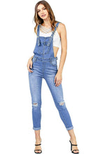 Load image into Gallery viewer, Denim Ripped Knees Dungarees - Secret Apparel
