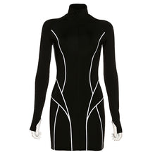 Load image into Gallery viewer, Black Reflective Panel Hip Dress - Secret Apparel
