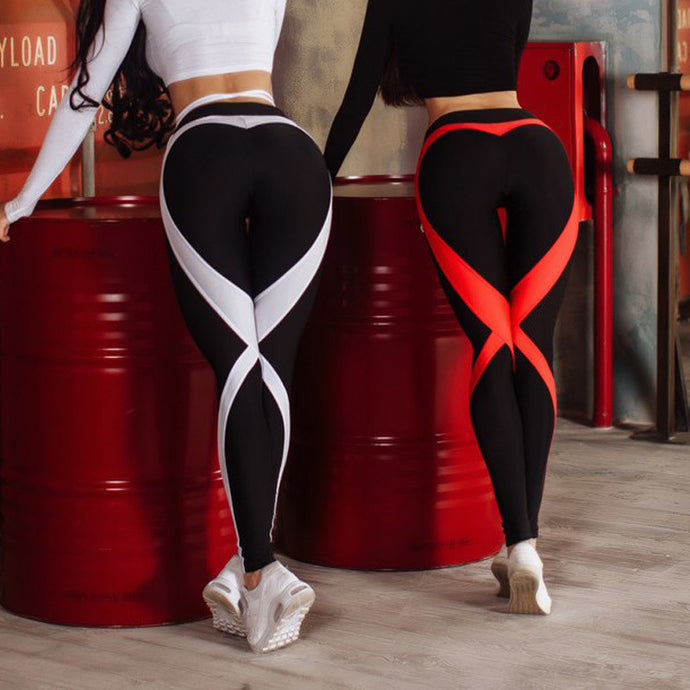 Red and white stripes x fitness yoga leggings - Secret Apparel