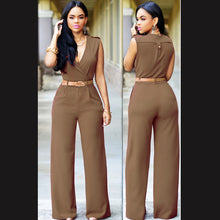 Load image into Gallery viewer, Sleeveless Plunge Neck Wide Leg Jumpsuit - Secret Apparel
