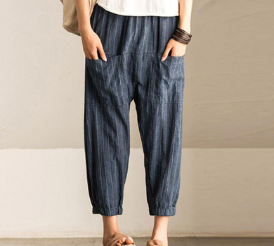 Casual Loose Blue Pants - Secret Apparel