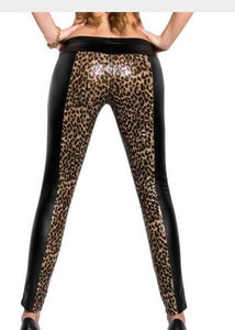 Shiny Leopard Leggings - Secret Apparel