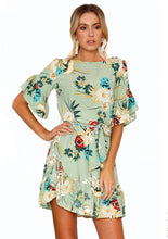 Load image into Gallery viewer, Ruffled sleeves printed short dress - Secret Apparel
