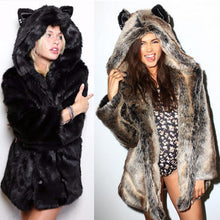 Load image into Gallery viewer, Ears Faux Fur Coat Jacket - Secret Apparel
