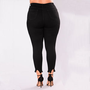 Plus Size Black Ripped Pants - Secret Apparel