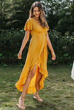 Load image into Gallery viewer, Ruffled hem V-neck casual maxi dress - Secret Apparel
