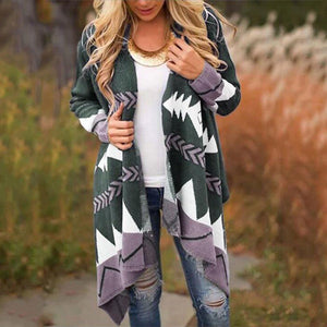 Asymmetric Printed Waterfall Cardigan - Secret Apparel