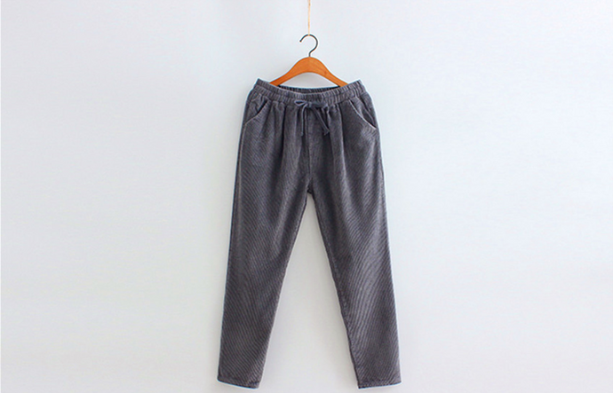 Corduroy Straight Leg Pants - Secret Apparel