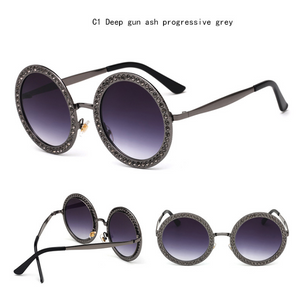 Metal Crystal Studded Sunglasses - Secret Apparel