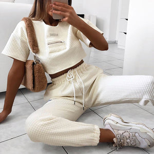 Beige Top and High Waist Bottoms - Secret Apparel