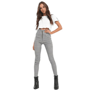 High Waist Check Pants - Secret Apparel