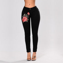 Load image into Gallery viewer, Embroidered Flower Denim Jeans - Secret Apparel
