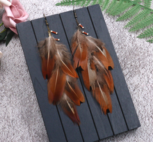 Load image into Gallery viewer, Brown Feather Earrings - Secret Apparel
