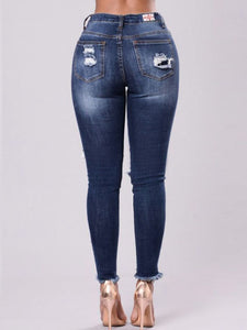 Distressed Embroidered Skinny Jeans - Secret Apparel