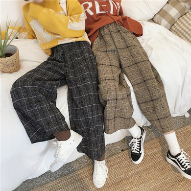 Plaid Wide Leg Pants - Secret Apparel