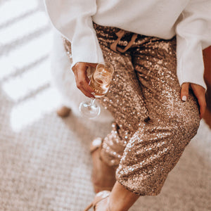 High Waist Loose Golden Trousers - Secret Apparel