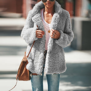 Long Sleeve Faux Fur Coat Jacket - Secret Apparel