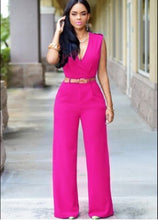 Load image into Gallery viewer, Sleeveless Plunge Neck Wide Leg Jumpsuit - Secret Apparel
