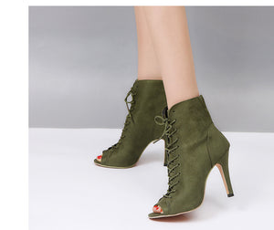 Open Toe High Heel Boots - Secret Apparel