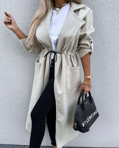 Long Sleeved Tie-front Coat Jacket - Secret Apparel