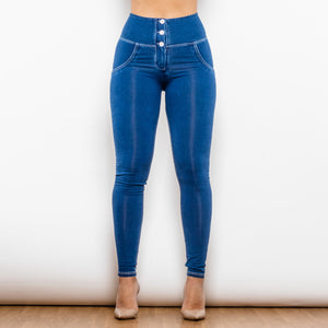 Button Up Jeans Push Up Effect Jeggings - Secret Apparel