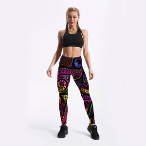 Printed Black Leggings - Secret Apparel