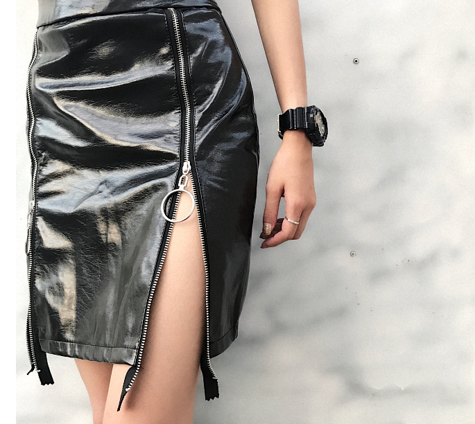 Zipped Side Slit Skirt - Secret Apparel