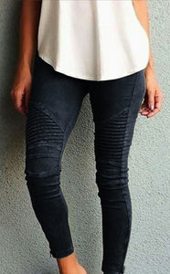 Casual Skinny Pleated Jeans - Secret Apparel