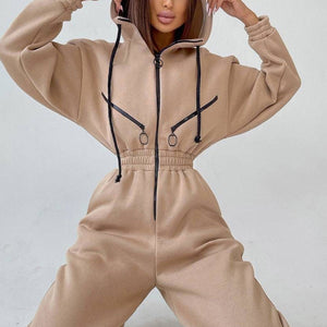 Casual Women Basic Hoodie Two Piece Sets Zipper Jumpsuit - Secret Apparel