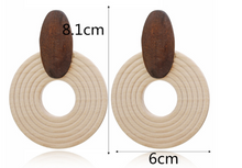 Load image into Gallery viewer, Wooden Round Earrings - Secret Apparel
