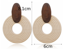 Wooden Round Earrings - Secret Apparel