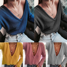 Load image into Gallery viewer, Deep V-Neck Loose Sweater - Secret Apparel
