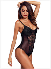 Load image into Gallery viewer, Lace Black Strapped Bodysuit - Secret Apparel
